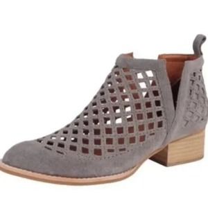 Jeffrey Campbell Taggart Boot Bootie Suede Gray Cut Out Pointed Western …